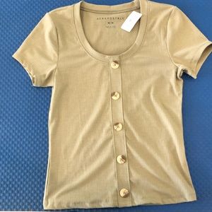 Dirty green button up t-shirt